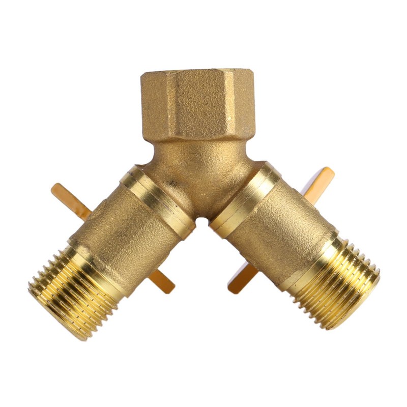 Brass Dual Tap Hose Adapter 2 Way Splitter Valve for