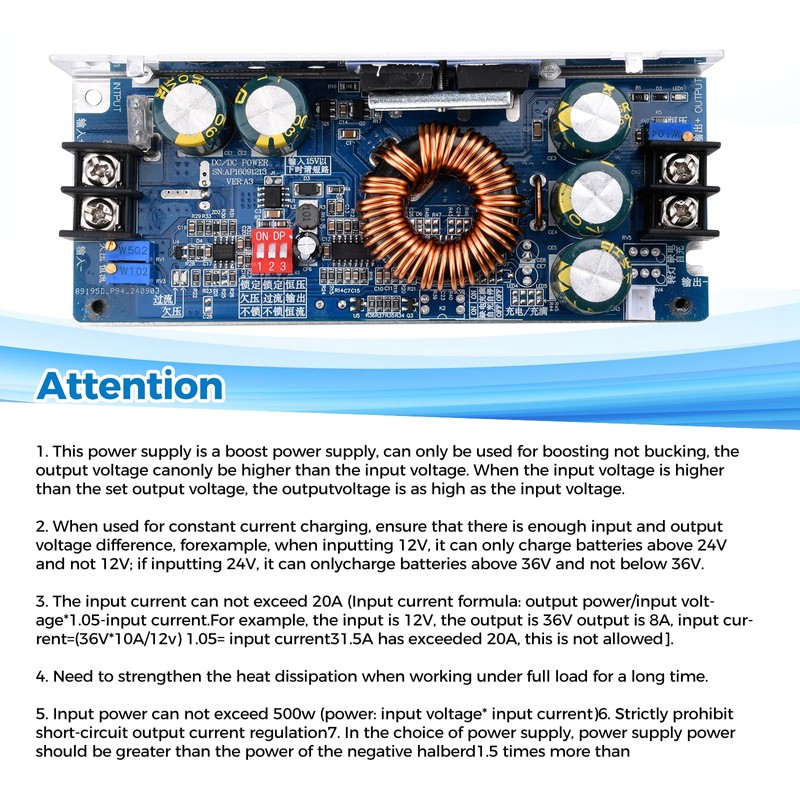 DC-DC Adjustable Boost Converter 500W 20A Constant Voltage Constant Current
