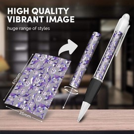 Destination Vinyl ltd Beautiful and comfortable White Ballpoint Pen(Black Ink) - Purple Killer Whales Narwhal Orca Ocean #24166