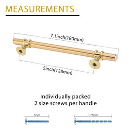 Rergy 5 Pack Brushed Brass Cabinet Pulls Gold Cabinet Pulls 5in(128mm) Kitchen Cabinet Handles Gold Drawer Pulls Dresser Drawer Handles for Cabinets Zinc Alloy