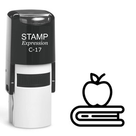 stampexpression - Book and Apple Self Inking Rubber Stamp - Black Ink (A-62540)