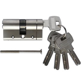 SEPOX 40/40 Euro Door Lock Cylinder with 5 Keys Anti Snap Standard 6-Pin Security Euro Profile Nickel Plated Barrel Door Lock 80mm