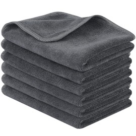 SINLAND Microfiber Cleaning Cloth Ultra Absorbent Softer Towel Reusable Cloth No Streak Lintless Cleaning Clothes for Home, Kitchen, Car, Window Use 12x12 Inch Slate Grey 6 Pack