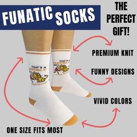 FUNATIC That's A Terrible Idea, What Time? Socks with Funny Saying for Men Women Adult | Hilarious Apparel Gift Idea | Best Crazy Art Holiday Accessory Present | Fun Sarcasm Picture Lover Accessories