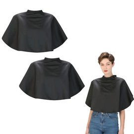 Tibapla 2Pcs Short Makeup Capes, Waterproof Nylon Barber Cape, Hair Cutting Cape with Adjustable Magic Buckle for Salon Home (Black)