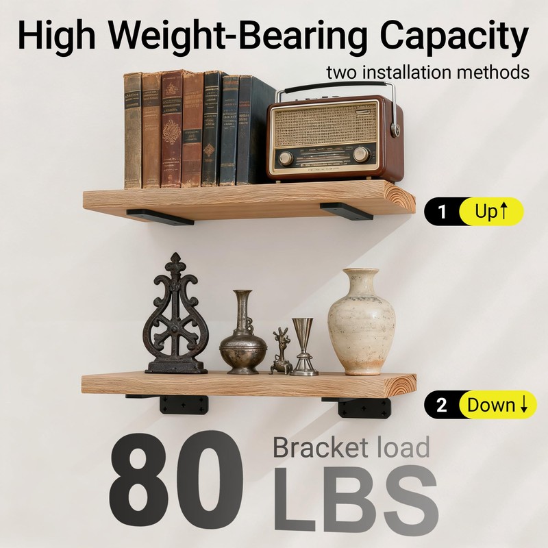 SKYSEN 4 Pack 10" Floating Shelf Bracket, Shelves Brackets, Wood