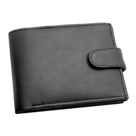 RAS Mens RFID Blocking Genuine Leather Trifold Wallet for Coins Cash and Id 94 Black
