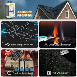 Pjerjzn Solar Panels Disconnect Switch 125A 1000VDC Solar Shut Off Switch 2 Poles Outdoor DC Miniature Circuit Breaker Box, IP65 Waterproof UV-Proof for Solar PV Home