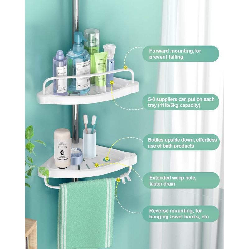 ADOVEL 4 Layer Corner Shower Caddy, Adjustable Shower Shelf, Constant