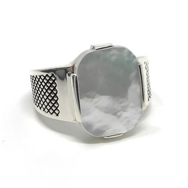 KAR 925K Stamped Sterling Silver Mother of Pearl Elegant Men's Ring K41V (10.25)