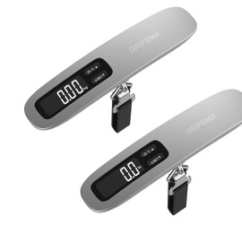 GRIFEMA GA2006 Digital Luggage Scale, 50kg (110lb) Capacity, Backlit LCD Display, Tare Function, Lightweight for Travel, Silver
