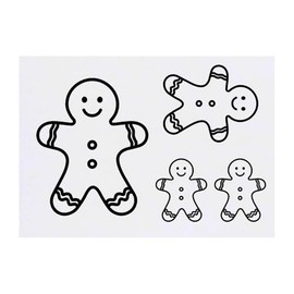 4 x 'Gingerbread Man Outline' Temporary Tattoos - Water Resistant, Skin-Safe, Non-Toxic Transfers, Mixed Sizes (TO00084784)