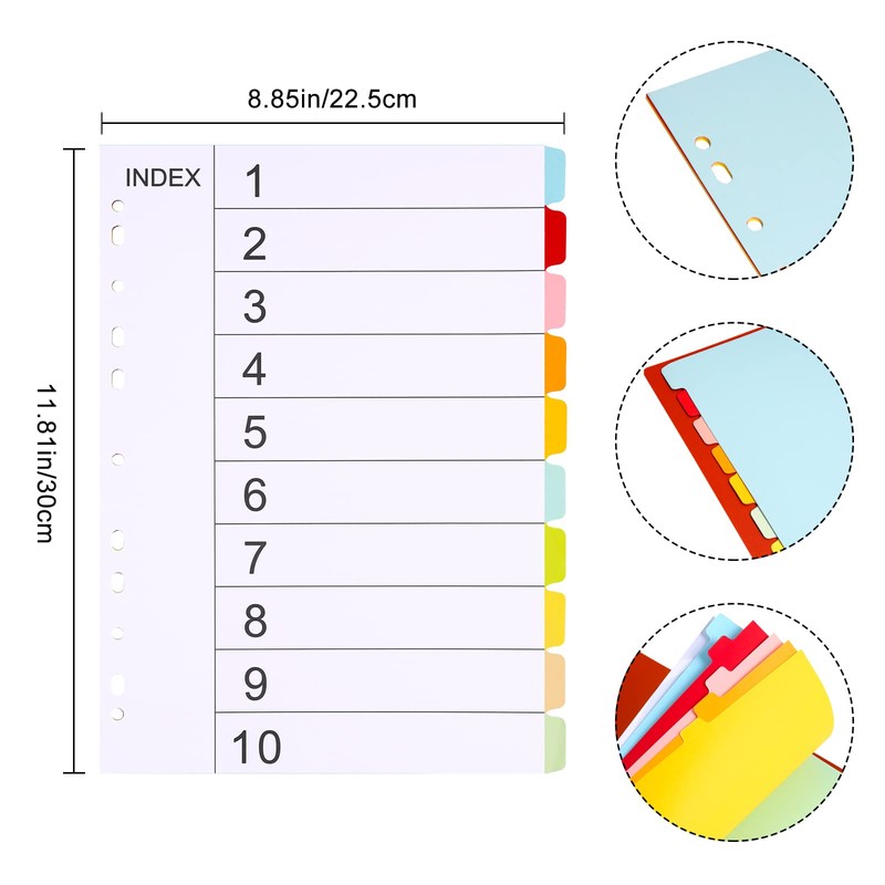 (Pack of 10) Folder Index Dividers A4 Folder Dividers 10