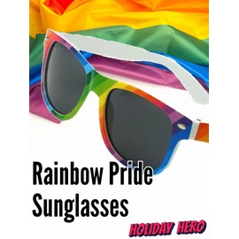 Holiday Hero 1pc Rainbow Sunglasses for Men Women, Polarized Sunglasses, Womens Sunglasses UV protection Pride 2024 Vibrant Color, Reflective Sunglasses for Women
