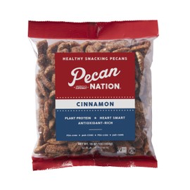 Pecan Nation Cinnamon Roasted Georgia Pecan Halves 16 oz., Natural, No preservatives, Antioxidant-Rich, Non-GMO, Healthy Snacking Pecans for Adults and Kids