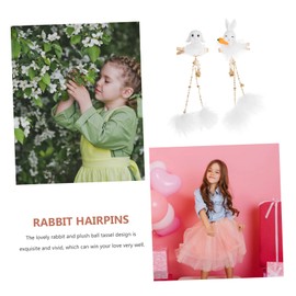 Healeved Retro Plush Ball Hairpins for Hanfu Lovely Rabbit Tassel Barrettes Chinese Style Hair Clips for Dances Parties Costume Photos Elegant Hair Accessories for Women