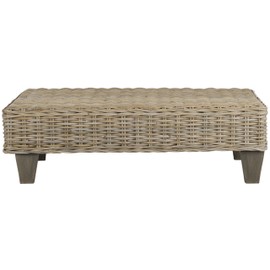 Safavieh Home Collection Leary Wicker Bench, Washed Natural