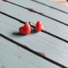 Unbranded Ceramic Red Heart Sterling Silver 925 Stud Earrings