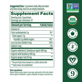 Megafood Elderberry Immune Support Supplement - Vegan Elderberry Gummies for Adults - Made with Zinc and Real Food - Pectin-Based, Gluten-Free, USDA Organic - 54 Gummies, 27 Servings