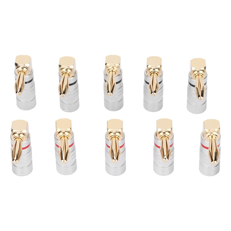 10 Pcs Banana Plugs 24K Copper Gold Plated Aluminum Case