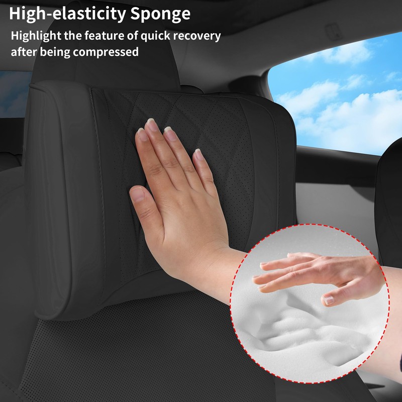 Car Headrest Leather Memory Foam Neck Pillow for Driving with