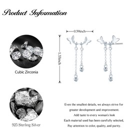 CONILOK Paar Schmetterling Quasten Ohrringe Silber 925 Stecker mit Hanged Zirkon Ohrstecker Silber Ohrhänger Damen Schmuck Ohrring Geschenke für Frauen Mädchen Freundin Mutter Geburtstag Weihnachtstag
