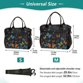 Aslsiy Lunch Bag for Women Fantastic Flying Butterflies Insulated Lunch Box Lunch Tote Bag for Office Picnic M