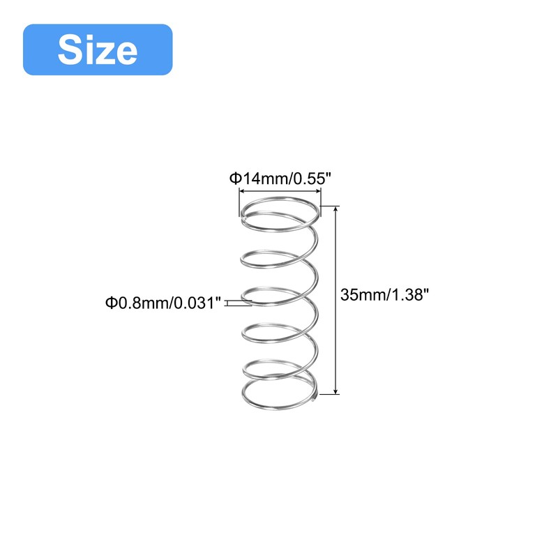 QUARKZMAN Pack of 5 Compression Spring 304 Stainless Steel Spring
