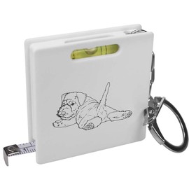 Azeeda 'Schnauzer Puppy Relaxing' Keyring Tape Measure/Spirit Level Tool (KM00038535)
