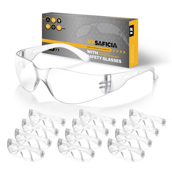 bysaficia Safety Glasses, 24 Pack Safety Goggles Cleasr Lense with