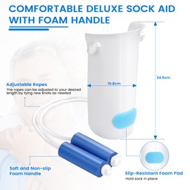 Kekoy Sock Aids for Putting Socks On and Off for Men and Women, Easy to Use Than Sock Aid Stocking Slider with Three-Finger, Sock Helper with Foam Handles for Disabled Aids, Elderly(1 Pack White)