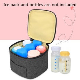 Luxja Muttermilch Kühltasche (Halten Sie 4 Muttermilchflaschen, 150 ml), Auslaufsicher Kühltasche für Milchtransport, Kühltasche für 120-150 ml Babyflaschen (Nur Tasche), Schwarz