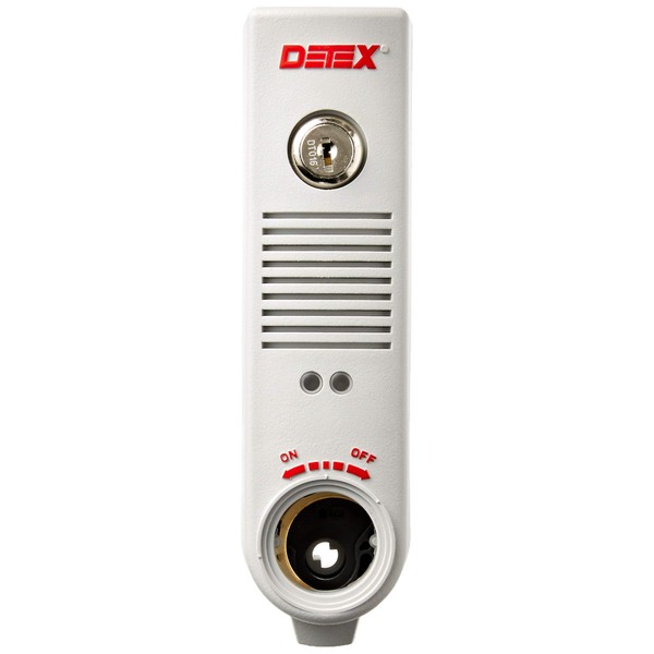 Detex EAX-500 Grey Surface Mounted Exit Alarm Piezo Horn Detex Battery Powered Door or Wall Mount Exit Alarm, 2.10" W x 2.375" D x 7.70" L