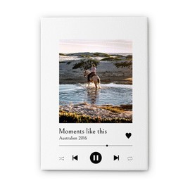 Photo canvas in trendy song cover design with name, song title or individual dedication | original and personal gift idea for Christmas.