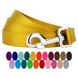 Country Brook Petz 1" Wide Heavy-Duty Nylon Leash for Dogs - Traditional Style Durable Leash with Easy-to-Use Snap - Made in The USA, Gold, 6 Foot