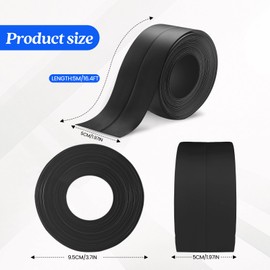 ABSOFINE Caulk Tape Waterproof Self Adhesive, Black Toilet Caulk Sealant Tape, Shower Seal Strip for Kitchen, Countertop, Bathroom, Sink Bathtub Toilet Edge Protector with Sealing Tool (1.97"x16.4Ft)
