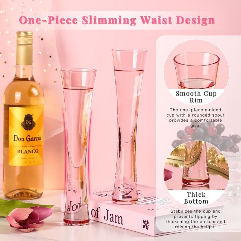 Pink Crystal Champagne Flutes Set of 2 – 5oz Handcrafted