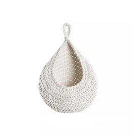 AIMALL Handmade Cotton Rope Wall Hanging Fruit Basket Storage Net Pocket Waterdrop Shape for Kitchen and Home Organisation