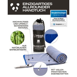 Prime Art Wood Bamboo Travel Towel, Test Winner: Very Good, Ultra Lightweight, Quick Dry, Absorbent and Antibacterial, Bamboo Hand Towels in All Sizes and 5 Colours, dark blue