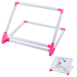 FINGERINSPIRE Universal Embroidery Clip Frame Deep Pink and White Plastic Scroll Embroidery Frames Embroidery Hoops Needlepoint Stretcher Frame Household Handheld Cross Stitch Sewing Tool