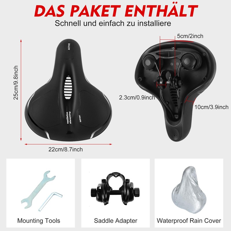 ROGTYO Cloud Comfort Pro Max Bicycle Saddle, Gel Bicycle Seat,
