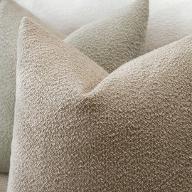 JOTOM Set of 2 Cushion Covers 60x60 cm Textured Boucle Camel Decorative Throw Pillow Covers 24x24 Inch Square Cushion Case Home Decor Pillowcases for Couch Sofa Living Room Bed (Camel)