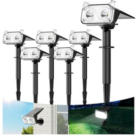 WdtPro Solar Lights Outdoor Waterproof IP65, High-Powered LED Solar Landscape Lights with Convex Lens, 2 Modes Spotlights for Pathway House Yard Garden Outside, Cool White, 6 Pack