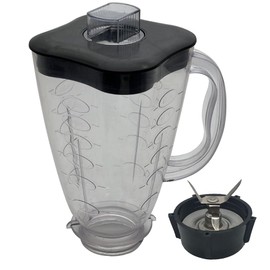 4918 Replacement 5 Cup Clover Shape Plastic Blender Jar Assembly With Blade, Gasket, Base, Lid，Compatible with Oster blender Models 6647, 6750, 6804, 6805, 6806, 6809(Black lid+ blade set, Plastic)