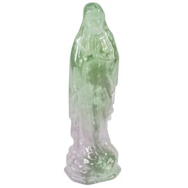 mookaitedecor Natural Fluorite Carved Crystal Holy Mother Mary Statue Ornament for Home Office Decor, 8.8cm Praying Blessed Virgin Mary Figurine Indoor Healing Stone Sculpture Religious Gift