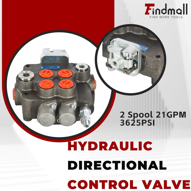 findmall 2 Spool 21GPM 3625PSI Hydraulic Directional Control Valve, SAE
