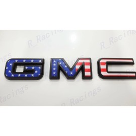 Auto Rear Blue AMERICAN USA Flag Emblem Overlay GMC Sierra 1500 2500HD 3500HD Canyon