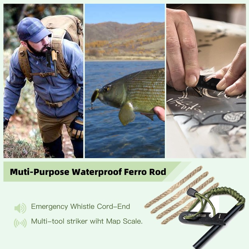 Fire Starter Survival Tool, Ferro Rod Fire Starter Kit &