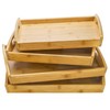 Peohud 4 Pack Bamboo Serving Trays with Handles, Rectangular Kitchen