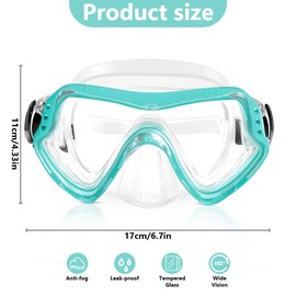 Children's Diving Goggles, Swimming Goggles Children 6-16 Years for Boys Girls, Snorkel Mask Children with Nose, 180° Panorama HD Anti Fog Anti-Leak Diving Goggles for Diving, Snorkelling and Swimming